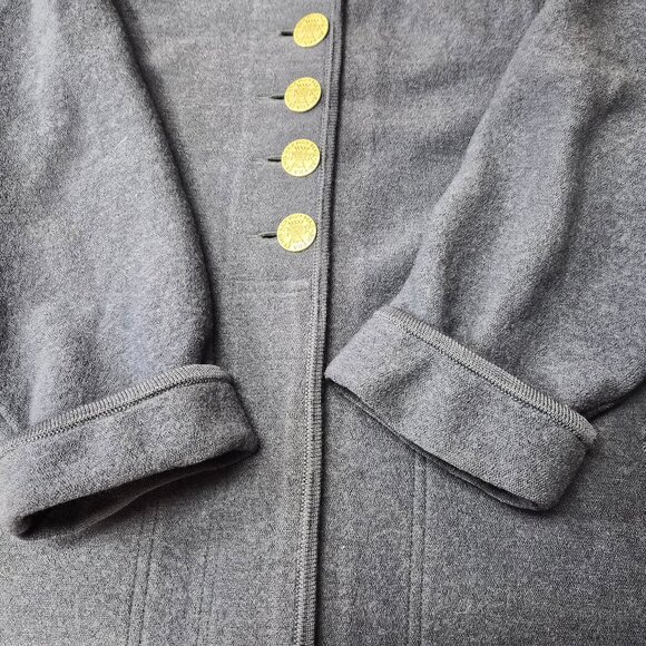 VTG Geiger Wool Coat Dark Blue Austrian Large Coin Buttons Classic Military - Picture 5 of 11